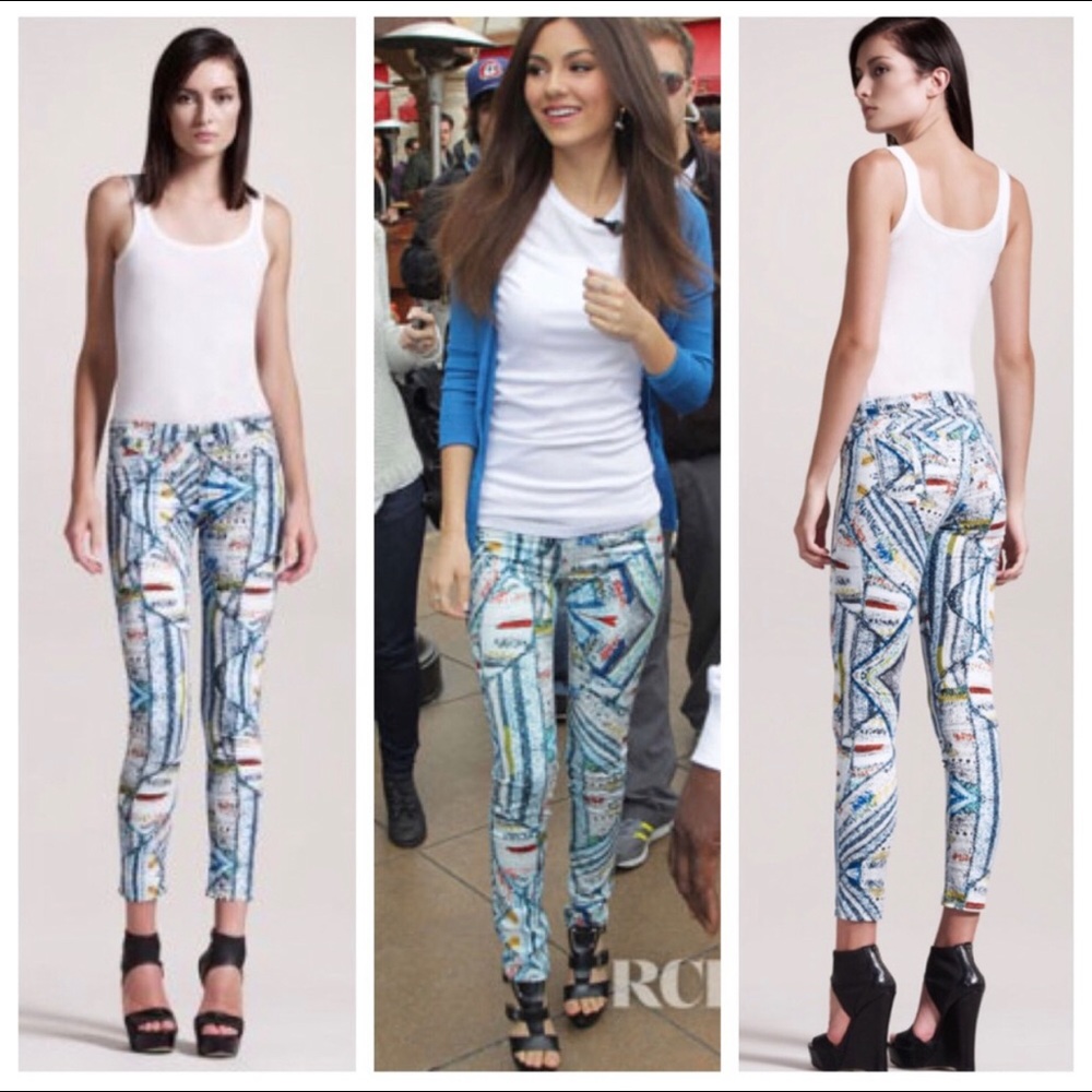 rag & bone Surf Knit Colored Printed Jean Legging Size 26 Victoria Justice favor